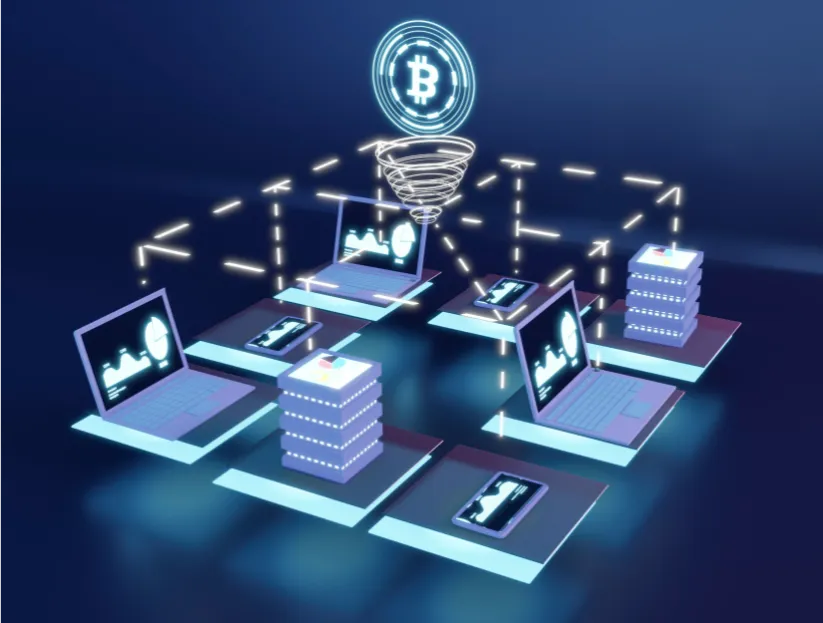 Cryptocurrency 3D rendering